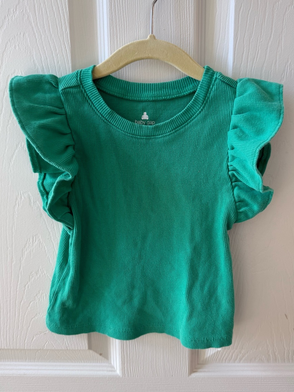 Baby Gap Brannan’s Favorites Green Ribbed Ruffle Top 2Y